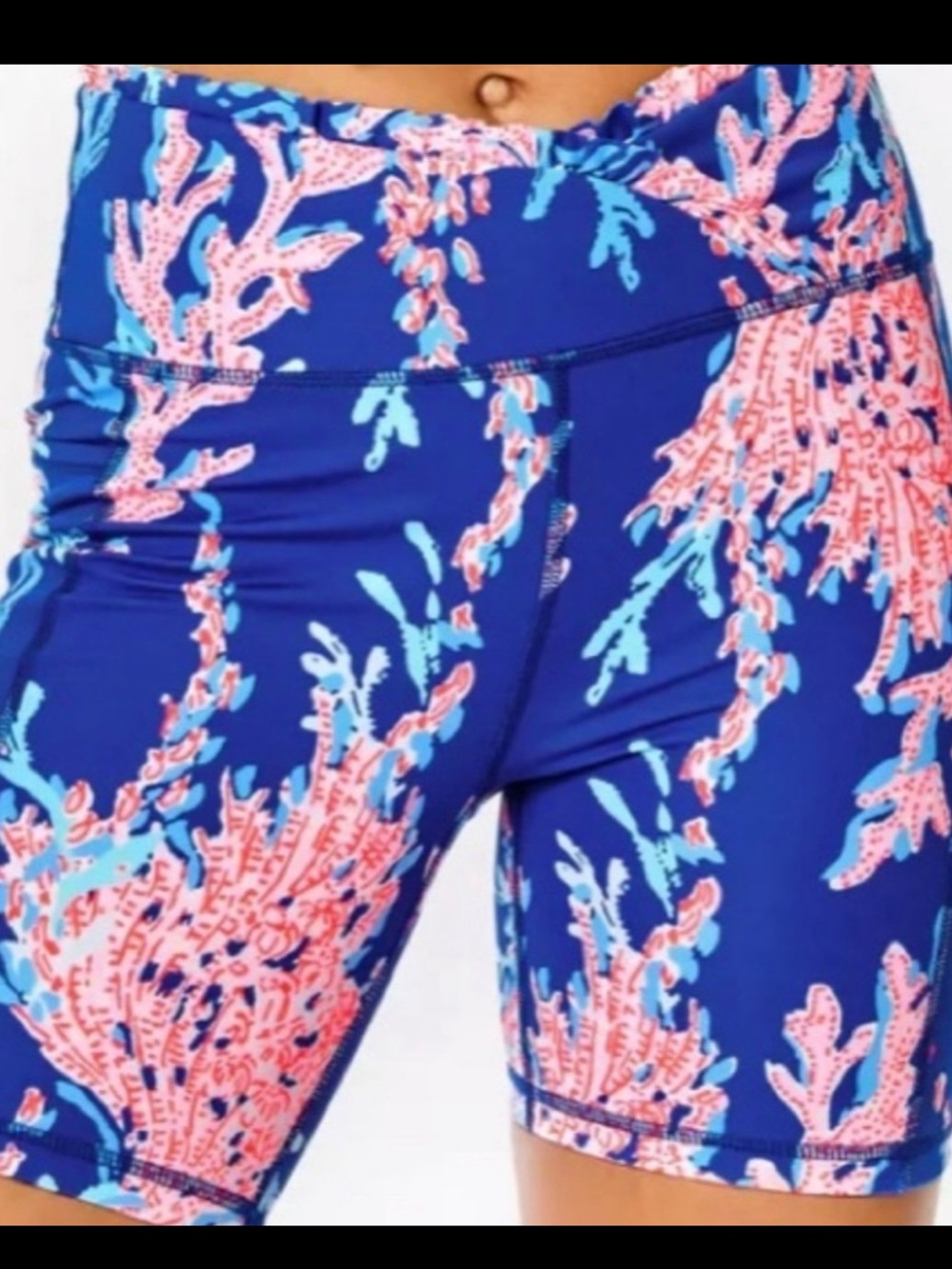 Lilly Pulitzer Blue Coral-Print Shorts with Pink Accents